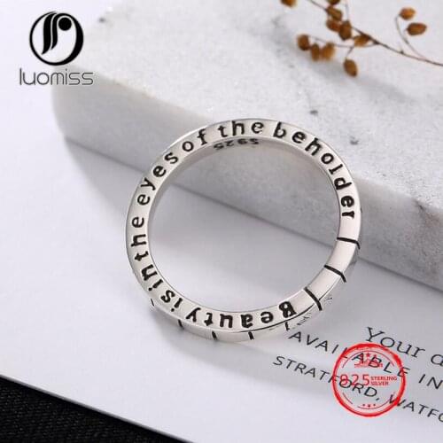 100% S925 Sterling Silver Vintage Letter Ring for Women Fashion Jewelry Gift Ring