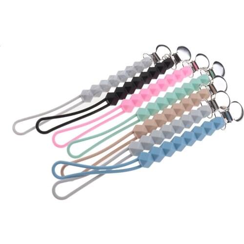 10pcs Baby Pacifier Chain Silicone Hexagon Nipple Holder Chew Silicone Teething Toys Baby Teether Pacifier Holder BPA Free
