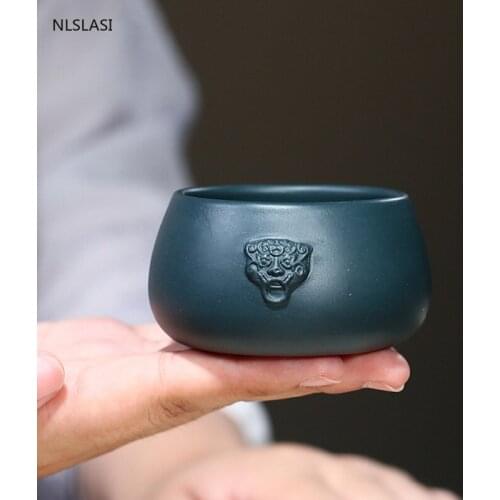 4 pcs/set Yixing purple clay teacup Raw ore Azure mud Handmade tea bowl Master Teacup Boutique Customized Tea set accessories