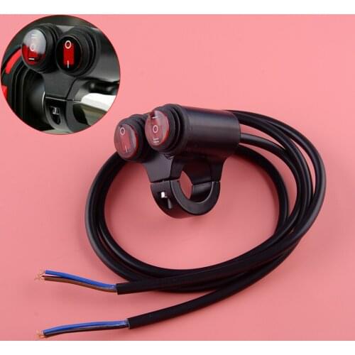 7/8'' 22mm Motorcycle Motorbike Scooter Handlebar Headlight Fog Spot Light Dual On Off Switch 12V 10A Waterproof