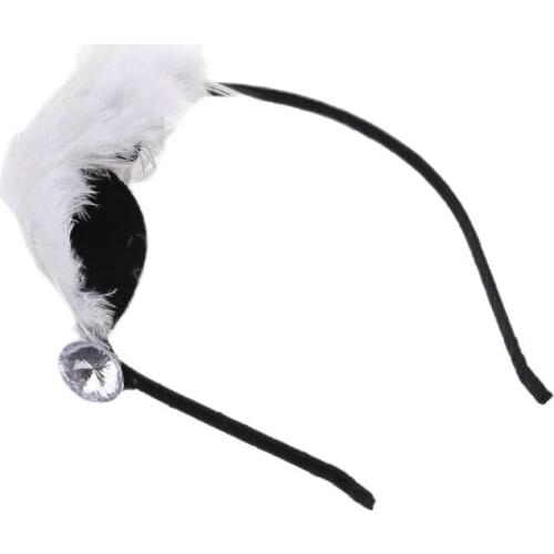 97QE Ladies Girls Ballet Dance Performance Fascinators Hat Swan Fluffy Feather Metal Headband Glitter Rhinestone Masquerade Hair