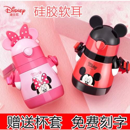 Mickey Mouse Water Bottle Minnie Mouse Thermal Mug Shoulder Thermal Mugbag Gourde Enfant Disney Mickey Mouse Garrafa De Agua