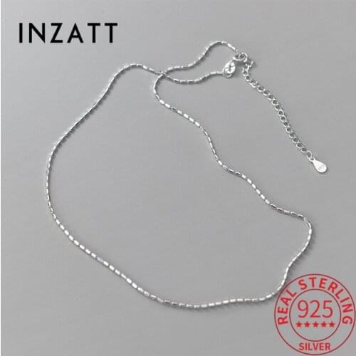 INZATT Real 925 Sterling Silver Minimalist Choker Necklace For Fashion Women Punk Fine Jewelry Accessories