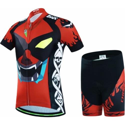 Cartoon Kids Riding Clothes for Boys Girls Cycling Jersey Set Breathable Pro MTB Bicycle Bike Short Sleeve Tops + Gel Pad Shorts