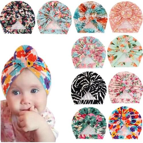 Children Printed Baby Kawaii Hat Toddler Kids Cap Newborn Girl Photography Props Spring Autumn Modis Turban Infant Turban Beanie