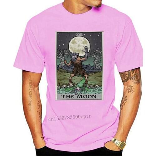 Halloween Werewolf Tarot Card T Shirt The Moon Gothic Clothing Plus Size Goth Retro Tee Shirt