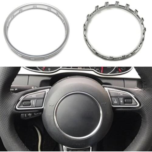 ABS Chrome Sticker Car Steering Wheel Trim Emblem Badge Logo Frame Sequins Sticker Accessories for Audi Q3 Q5 A3 S3 8V A6 C7