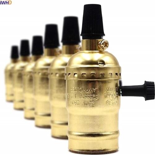 IWHD Portalamparas Vintage E27 Socket Light Bulb Holder With Switch Aluminum Fitting E27 Lamp Holder Base 110-220V Douille