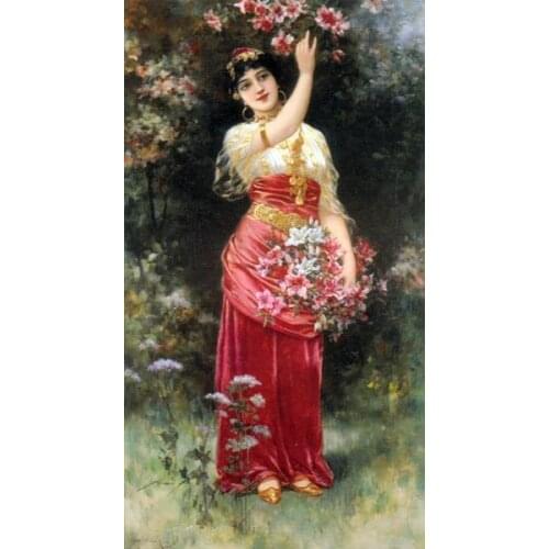 Free shipping court figure canvas prints oil painting classical gril flower printed on canvas home wal art decoration picture