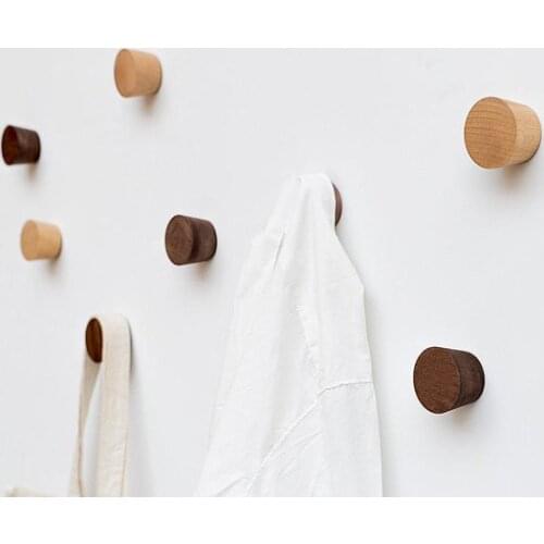 Solid Wood Hooks Wall Hooks Beech Black Walnut Hook Coat Hangers Racks Decorative Wall Bag Hooks Modern Simple