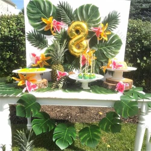 90pcs Artificial Tropical Palm Leaves Hawaiian Luau Party Summer Jungle Theme Party Decoration Wedding Birthday Home Table Decor