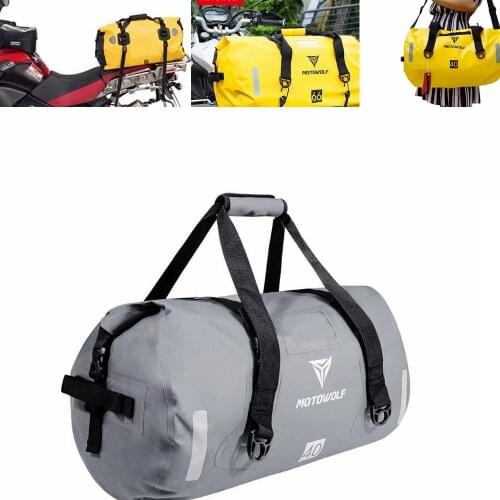Motorcycle Waterproof Saddle Tail Bags Back Seat Bags 66L Travel Bag Motorbike Sport Luggage Rear Seat Bag Pack 40L Yellow gray