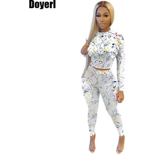 Autumn Two Piece Set Women Top and Pants Jogging Femme Sport Suit Printed Leggings Set 2 Piece Sets Womens Outfits Tracksuit