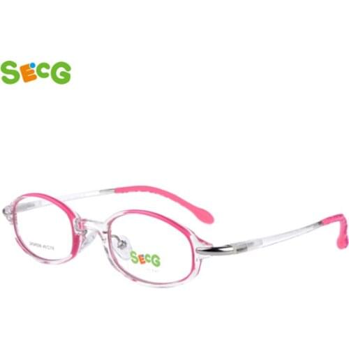 SECG Rimless Oval Kid Frames Ultralight Safety Child Optical Glasses Frame Diopter Safety with Straps Food Grade Material Rubber