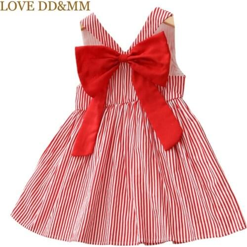 LOVE DD&MM Girls Dresses 2021 Summer New Childrens Clothing Girls Cute Ocean Backless Striped Bow Cotton Vest Sweet Dress