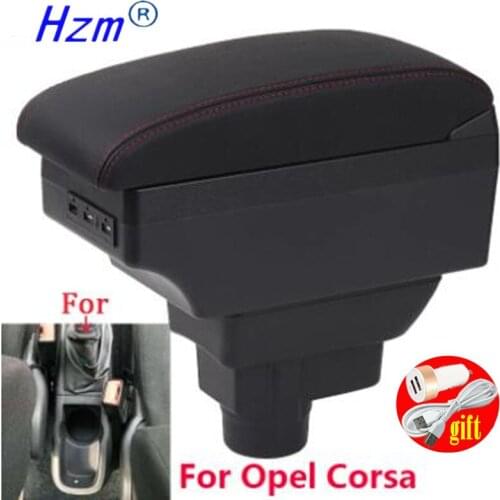 For Opel Corsa Armrest For Opel Corsa D Car armrest box accessories interior storage box Retrofit parts With USB