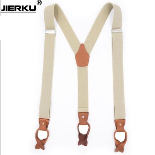 2022 Mans Suspenders Leather Buttons Braces Adjustable Elastic Bretelles Y-Back ligas Fashion Tirantes Genuine Leather