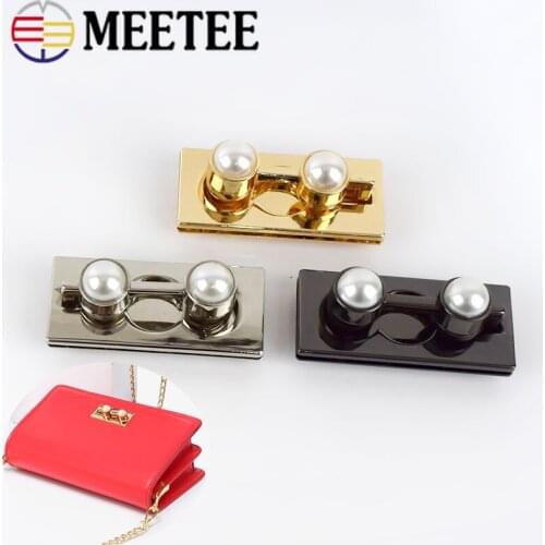 2/5pcs 49x22mm Rectangular Pearl Bag Locks Metal Handbag Spring Lock Snaps Clasp for DIY Replacement Purse Closure Accessories