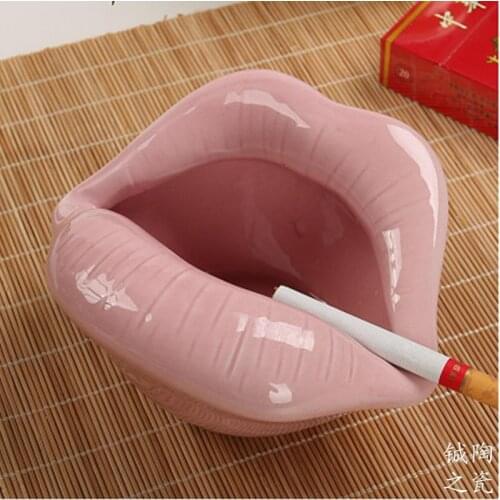 Cute cartoon lips ceramic ashtray creative personality trend home living room fashion multifunctional ashtray ornaments