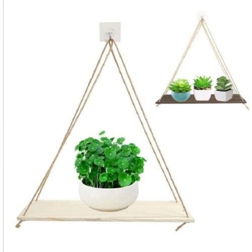 Flower pot storage rack Wall hanging stand Sling rack wooden pendant ornaments Wall Mounted Floating Shelves Plant Premium Wood
