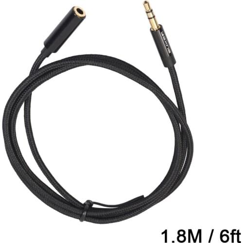 1.8m Audio Extension Cord 3.5mm Jack Male to Female Stereo Headphone Extension Cord AUX Cable