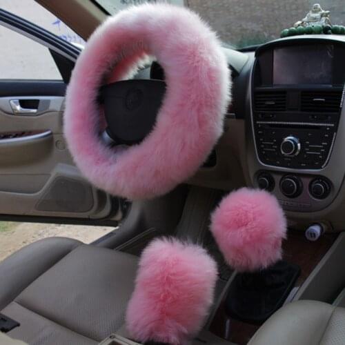 Universal Carr plush Steering-Wheel Covers Anti-slip Skidproof Durable 37-38CM/15" Dynamic Fibre Handmade Steering Wheel Cover