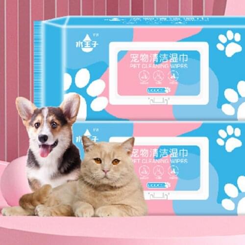 Pet Wet Wipes 80PCS Milk Flavor Portable Cats And Dogs Eye Butt Paw Cleansing Wipes Pet Wipes For Cats And Dogs Cleansing Supply
