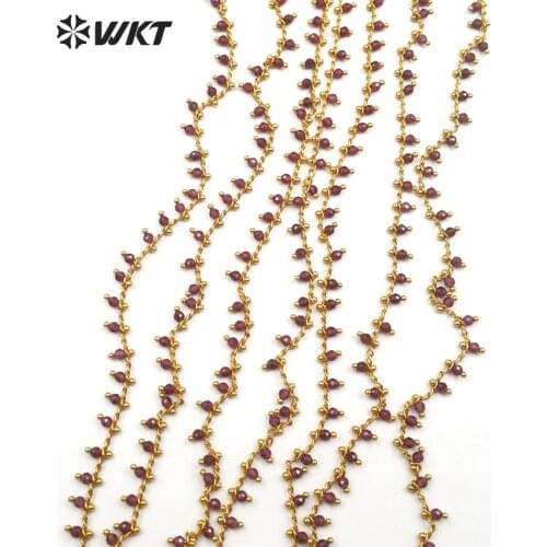 WT-RBC092 WKT bulk selling purple a gate stone rosary chain 3mm faceted beads chain necklace for women jewelry making