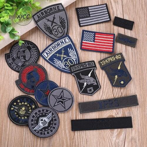 XICC New Army Military Appliques Badges Cool National Flag Tactical Embroidered Patches for Clothes Fashion DIY Stripe Stickers