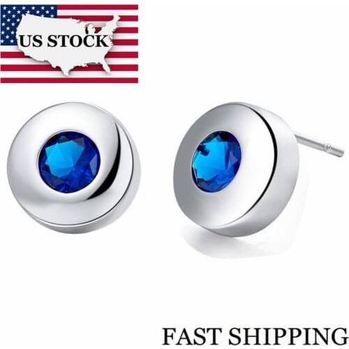 US STOCK Uloveido Cubic Zirconia Earrings for Women Round Silver Jewelry Earings Blue Red Green Earrings for Women Gifts R706