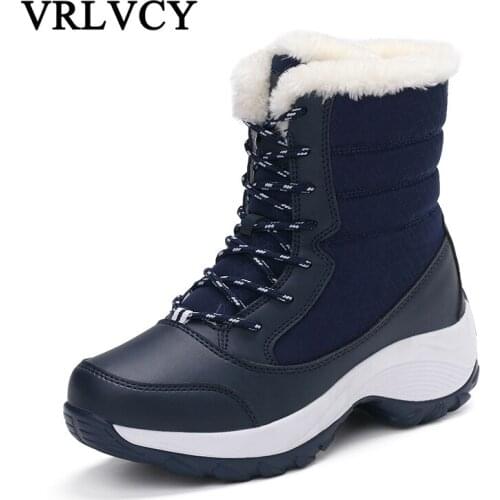 Winter high help womens shoes Korean version of the thick snow boots womens thick plush warm waterproof tube womens boots