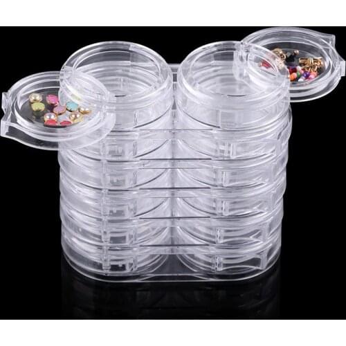 1PC Nail Art Tools Powder Rhinestone Empty Storage Pot Box Case 6 Layer 12 Grid Removable Plastic Nail Art Organizer Tool