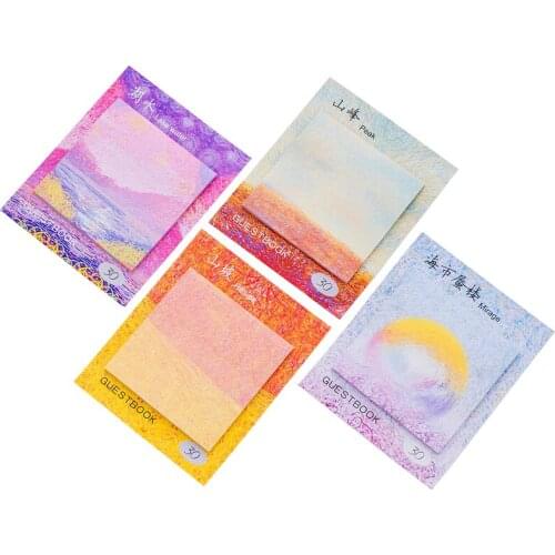 1Pcs Creative Beautiful Painted Oil Painting Nature Series Paper Sticky Memo Pad Student Memorandum School Supplies Stationery