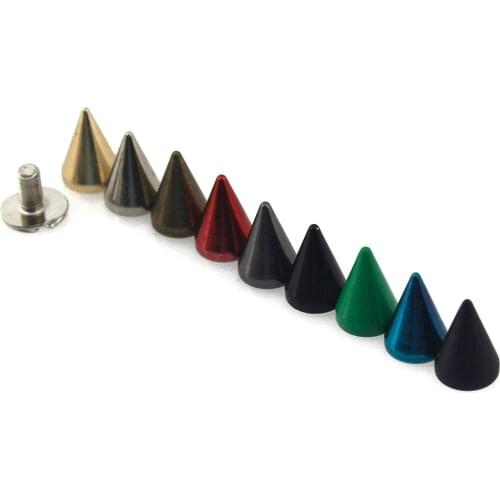 10pcs More Color Brass Bullet Cone Spike Punk Screwback Studs Bag Clothes Leather Craft Phone Case DIY Decor Accessories
