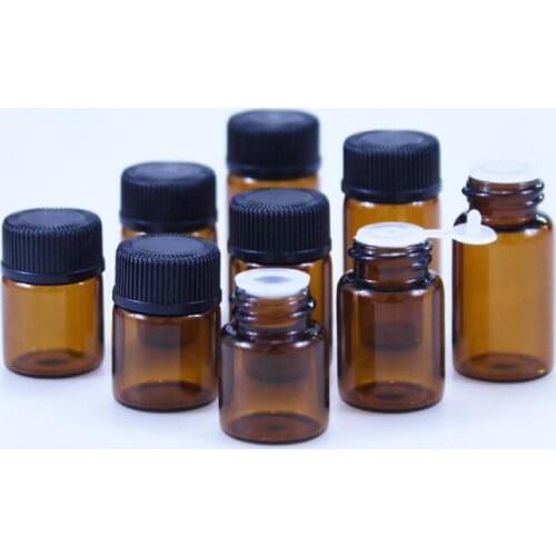 1000pcs 1ml Amber Glass Essential Oil Bottle For Sample Storage Perfume Mini Empty Cosmetic Dropper Vial #38665