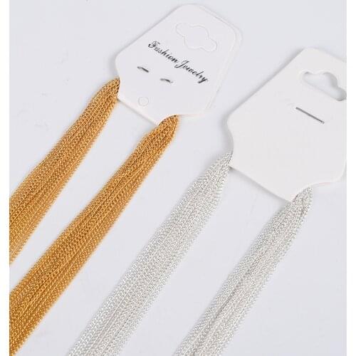 12Pcs Chains Necklaces 2mm Gold Silver Link Cuban Encryption Chain For DIY Jewelry Making Necklace Bracelet Crafts Accessories