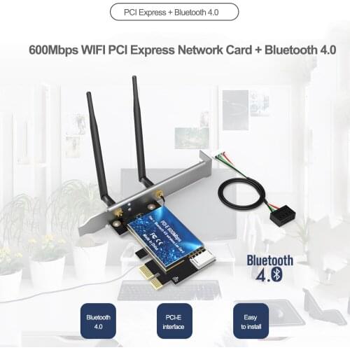 600Mbps WIFI PCI Express Network Card 2.4G/5GHz Wireless Bluetooth-Compatible PCI-E LAN Card 802.11 ac/b/g/n Adapter