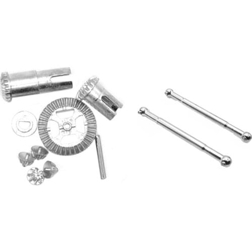 2 Set RC Car Part: 1 Set Upgrade Metal Differential Metal Gear Set & 1 Set 53mm Metal RC Car Wheel Drive Shaft