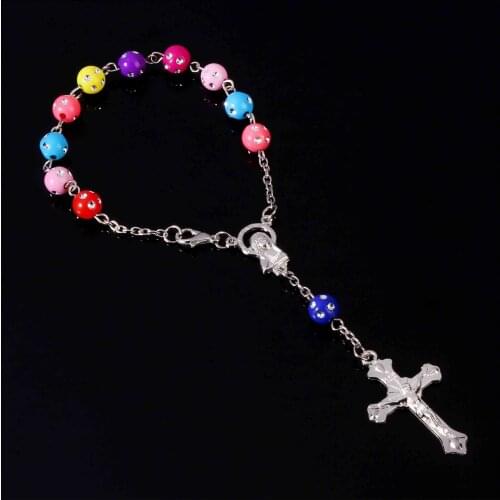 48 Pieces/Wholesale Rosary Catholic Bracelet St. Mary Mary Rosary Cross Bracelet Center St. Guadalupe Icon Religious Center Gift