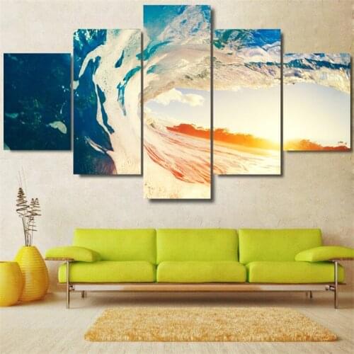 5 panels Unframed Sunset Modern City Seacape On The Snow Art Picture Print On Canvas Painting Wall Picture For Home Decor