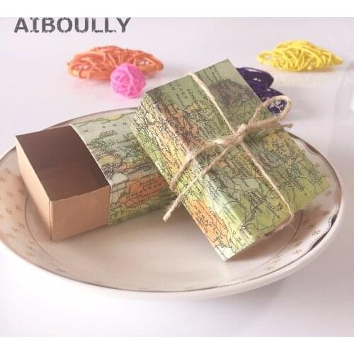 50pcs/lot DIY Casamento World Map Wedding Favors Boxes Chocolate Candy Boxes for Guests Wedding Favors Xmas Gift Packaging Bag