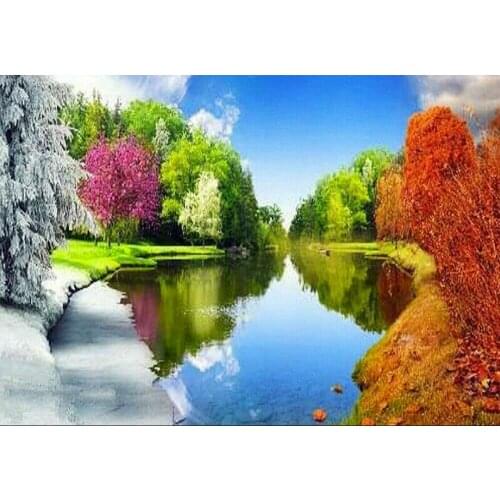 New 5D DIY Diamond Painting Accessories 4 Season Scenic Full Square/Round Painting Rhinestones Mosaic Gift Home Decoration CV573