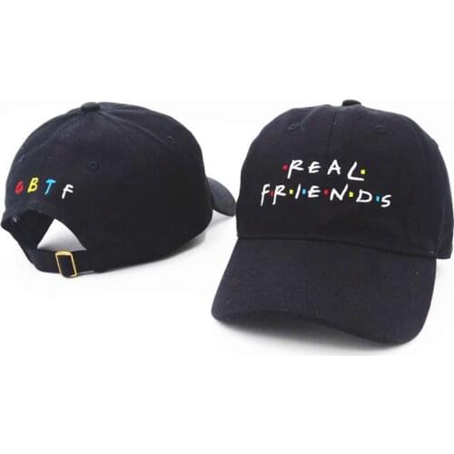 Which in shower fashion embroidery unstructured REAL FRIENDS dad hat women men summer snapback baseball cap curved sun hat bone