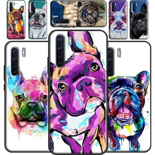 Watercolor French Bulldog Painting Case For OPPO A31 A53 A5 A9 2020 A52 A72 A83 A91 A93 A15 A3S A5S A1K Reno2 Z Phone Cover
