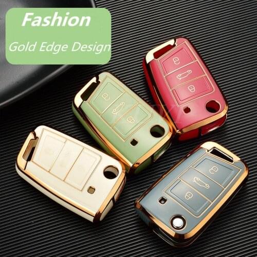 Fashion Plating phnom penh Car Key Case Cover For VW Volkswagen Golf 7 MK7 Tiguan MK2 Skoda Octavia Kodiaq Karoq Seat Ateca Leon