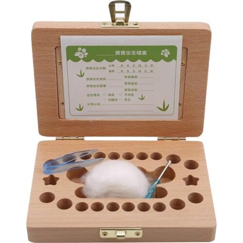 Milk Teeth Storage Wooden Photo Frame Fetal Hair Deciduous Tooth Box Organizer Umbilical Lanugo Save Collect Baby Souvenirs Gift