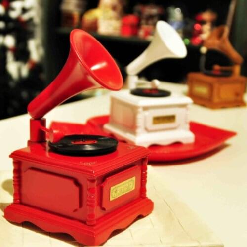 Phonograph wooden music box personality musical boxes birthday gifts girlfriend boyfriend display showcase gramophone prop model