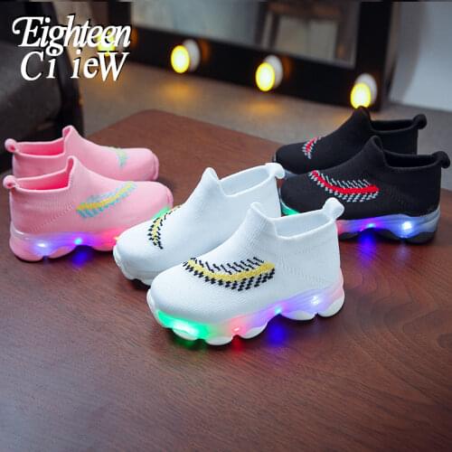 Size 21-30 Children Glowing Sneakers for Boys Light Up Shoes for Children Casual Shoes Soft Bottom Baby Toddler Sneakers