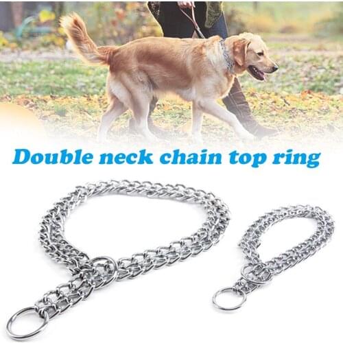 Dog Collar Double Row Carbon Steel Neck Chain Tractions Rope Dog Supplies Durable and Wear-Resisting Dog Accessories FU