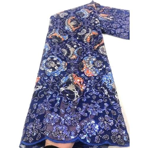 French Lace Fabric 2021 High Quality Beaded Net Sequin Embroidery Nigerian Wedding Robe African Lace Fabric 5 Yards JJN715